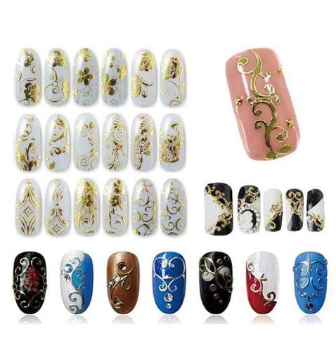 Gold Silver 3D Nail Art Stickers