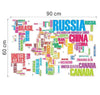 Colorful Letters World Map Wall Stickers