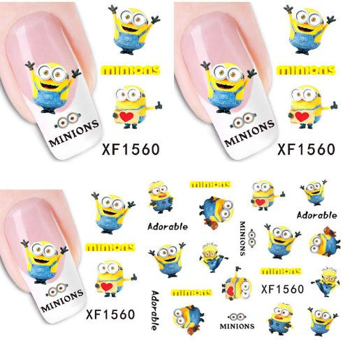 Yellow Despicable Minion Tip Nail Art Sticker