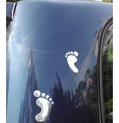 Men Footprint 3D PVC Chromed Car Sticker